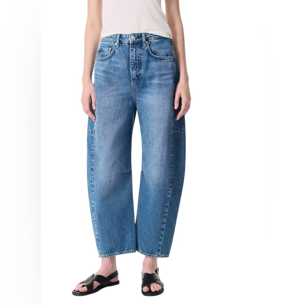 Rag & Bone Blue High-Rise Wide-Leg Jeans The Shea Barrel - Picture 2 of 10